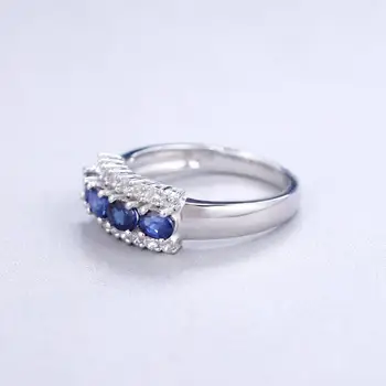 GEM de BALET 0.92 Ct Naturale Albastru Safir Inel de Piatră prețioasă Argint 925 Trupa de Nunta Inele Pentru Femei de Ziua Îndrăgostiților Bijuterii