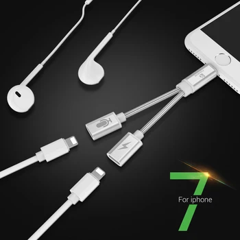 FLOVEME 2 in 1 de Iluminat pentru Audio Converter Adaptor Pentru iPhone X XR XS Splitter pentru Căști Jack Aux Cablu USB, Adaptor Pentru iPhone 7