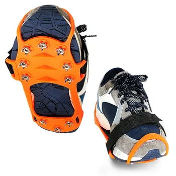 1pair în aer liber, simplu gheară de gheață 10 dinte tărtăcuță anti-alunecare pantofi set de alpinism pantofi de unghii picioare hamuri de rock crampoane rachete de zăpadă