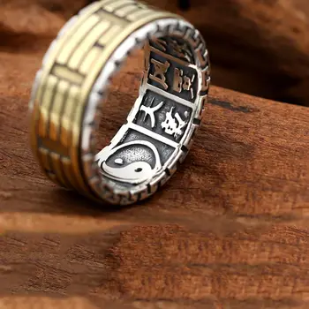 Bine Inelul Reale argint 925 Punk Largă 10mm Tai Chi bârfă inel de logodna bărbați femei bijuterii en-gros R8