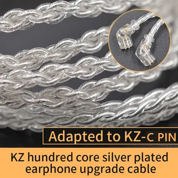 KZ Casti Originale, Cablu de Argint-placate cu Cablu Cască Upgrade Fir Placat cu Aur 2PIN 0,75 mm Pentru KZ ASX ZAX ZSX ZSTX ZS10 PR AS16