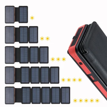 Solar Power Bank 20000mAh Dual USB Acumulator Extern rezistent la apa Polimer Baterie Încărcător Solar în aer liber Lumina Lămpii Powerbank