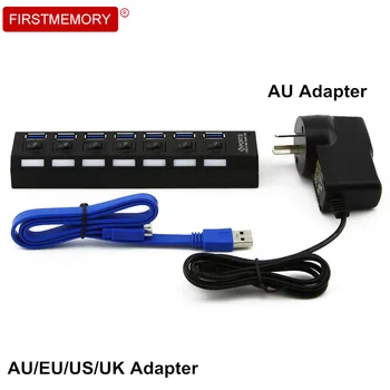 Micro 7 Porturi USB 3.0 Hub Portabil Super-Viteza de 5Gbps Hub USB Splitter AU/UE/SUA/marea BRITANIE Adaptor Extern de Alimentare Pentru PC, Laptop