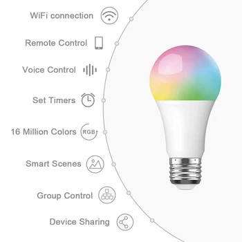 UE/SUA Standard Tuya/Smart Viața 7W 6500K WiFI Bec Lumina pentru Google Acasa Alexa Control Vocal