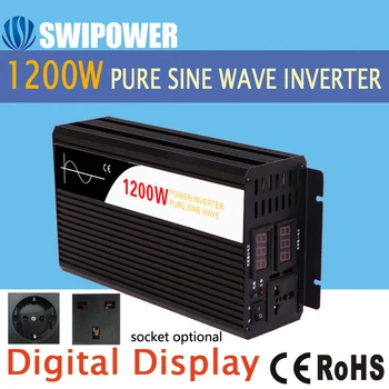 1200W undă sinusoidală pură energie solară invertor DC 12V 24V 48V AC 110V 220V afisaj digital