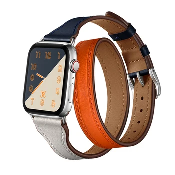 Dublu Tur bratara curea pentru apple watch band 40mm 38mm 44mm 40mm din Piele watchband pentru iwatch 5/4/3/2/1 pulseira