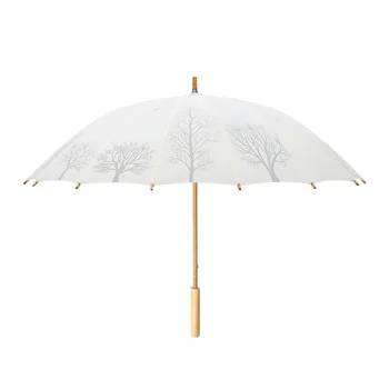 Mâner lung Umbrelă de soare 16-os Direct de Așteptat Arta Retro Mâner de Lemn Umbrela Stil Chinezesc Ploaie Soare Dual-scop Umbrela