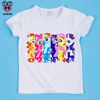 Copilul Clothes2~9 Ani Copil Desene animate cu Ponei Cal de Imprimare T-shirt Băiat și Fată Top Tee Copil Amuzant Desene animate de Animale Tricou