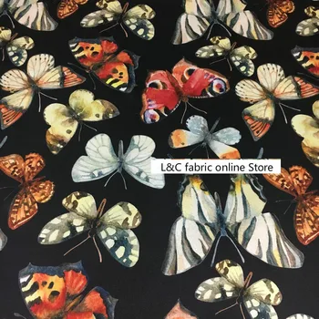 Fluture de Mătase Imprimate Tesatura Rochie de Europeni și Americani Marile Branduri 19 M Elastic Satin de Matase Tesatura