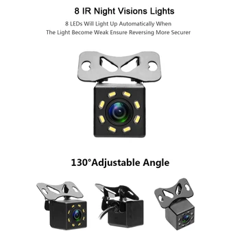 Podofo 8 LED-uri de Noapte Viziuni Masina din Spate Vedere aparat de Fotografiat cu Unghi Larg Color HD Image Impermeabil Universal Backup Parcarea cu spatele Camerei
