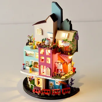 Papusa Casa DIY casă de Păpuși în Miniatură Model de Jucărie din Lemn Mobilier Casa De Boneca Case de Păpuși Decor Îndrăgostiților Cadou de Ziua z1209