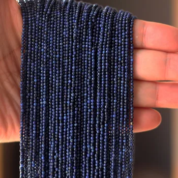 1 Fir de 2mm Rotund Albastru Lapis Lazuli Piatră Naturală Liber Margele de Semințe pentru DIY Bratari Neklace a Face Bijuterii Accesorii