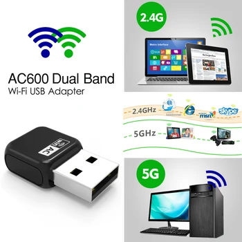 AC600 Adaptor USB Wifi 5 ghz placa de Retea Wifi 600Mbps Dual Band 802.11 AC Wireless USB Wi-fi Ethernet Receptor pentru Windows Mac OS