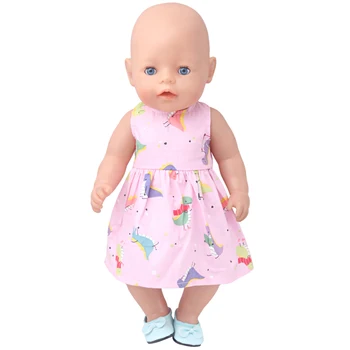 43 cm păpuși-copii, haine nou-nascuti Vara rochie de imprimare jucarii pentru Copii fusta se potrivesc American de 18 inch Fete papusa f898
