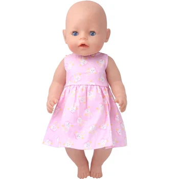 43 cm păpuși-copii, haine nou-nascuti Vara rochie de imprimare jucarii pentru Copii fusta se potrivesc American de 18 inch Fete papusa f898