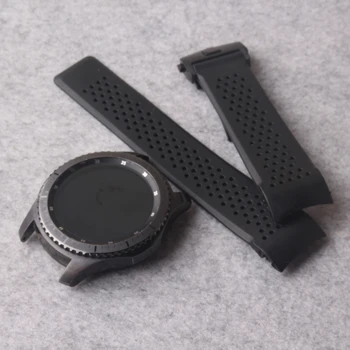 22mm Reale Cauciuc Siliconic Watchbands Curea Pentru Samsung Gear S3 Frontieră capăt curbat moale cu implementare catarama neagra 22mm noi