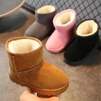 Pantofi pentru copii Cizme de Zapada Unisex 2020 Iarna Noi Băieții Gros Pantofi de Pluș Solid Fete Pantofi de Cald Copiii Scurt Cizme Martin Student