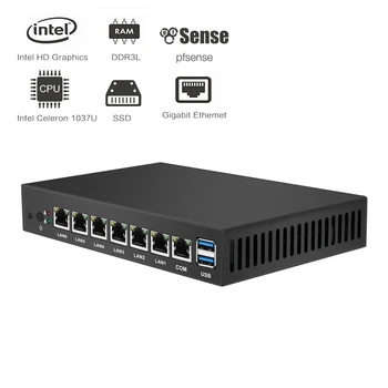 XCY Mini PC Dual Core 6 Ethernet LAN Celeron 1037U pfSense Router Firewall Mini Desktop Windows Computerul 7/10 Grafica HD VGA