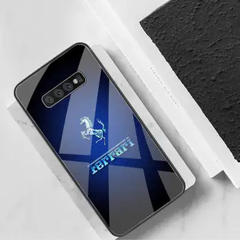 YJZFDYRM Supercar ferrari logo Silicon Negru Caz Telefon din Sticla Temperata Pentru Samsung S20 Plus S7 S8 S9 S10 Plus Nota 8 9 10 Plus