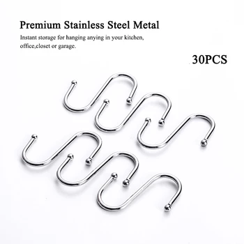 30Pcs S-în Formă de Cârlig din Oțel Inoxidabil de Metal Agățat Cârlige Pentru Bucatarie,birou,baie,debara,coș,în aer liber (argint)