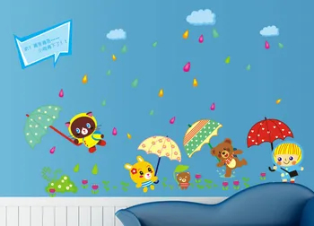 Produs nou desen Animat animale de locuințe ploaie zeci de umbrela copii în gospodărie podoabă perete lipi pe perete