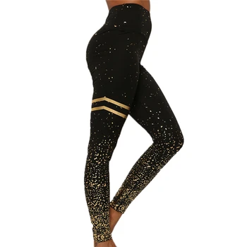 2019 Femei Paiete Talie Mare Yoga De Fitness Jambiere Sclipici De Funcționare Sală De Fitness Elastic Pantaloni Sport Pantaloni