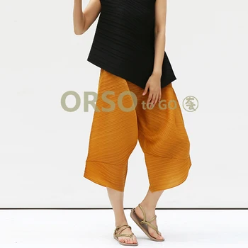 Changpleat 2019 Vara Noi Femei pantaloni Miyak Cutat Design de Moda Liber talie Elastic Dimensiuni Mari Solid de sex Feminin Pantaloni Valul P8979