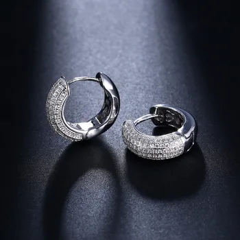 Excelent 16 mm diametru argint cercel micro pave luminoase CZ bijuterii argint 925 cercei cerc pentru declarație