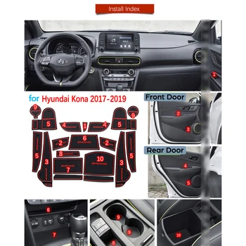Pentru Hyundai Kona 2017 2018 2019 Kauai Internă Accesorii Anti-Alunecare de Cauciuc Poarta Slot Cupa Mat Coaster Cupa Perna Autocolante Auto