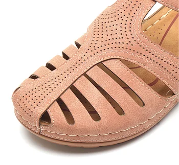 Femeie 2020 Vara Sandale Vintage Din Piele Catarama Casual De Cusut Femei Retro Sandalias De Sex Feminin Doamnelor Pantofi Platforma 36-46
