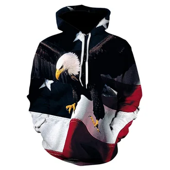 Toamna barbati cu mâneci lungi personalitate eagle print hoodie de moda pentru bărbați și femei casual uzura stradă hip-hop hoodie strat subțire