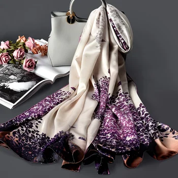 Doamnelor Hangzhou Pură Eșarfă de Mătase de Înaltă Calitate Imprimate Șaluri și Împachetări pentru Femei Cravată de Mătase Eșarfe Foulard Femme