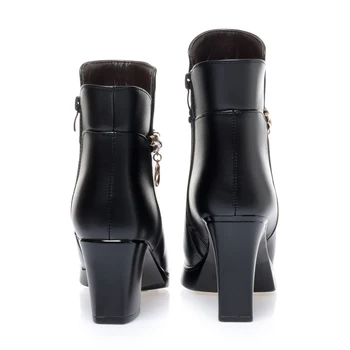 GKTINOO Femei Pantofi de Iarna 2020 Noua Moda tocuri inalte Femei Cizme de Piele de Dimensiuni Mari Naturale de Lână Cald Doamnelor Cizme Scurte