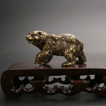 Cupru Caine Urs Miniaturi De Urs Brun Figurine Pentru Decorarea Acasă Birou Ornamente De Dimensiuni Mici Ceai De Companie Antic Mici Articole Din Bronz