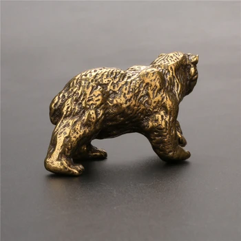 Cupru Caine Urs Miniaturi De Urs Brun Figurine Pentru Decorarea Acasă Birou Ornamente De Dimensiuni Mici Ceai De Companie Antic Mici Articole Din Bronz