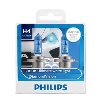 Philips Original H4 9003 12V 60/55W P43t Diamond Vision 5000K Alb Lumina cu Halogen Hi/lo Fasciculului Farurilor Auto 12342DV S2 , Pereche
