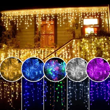 Crăciun Ghirlanda LED-uri Cortina Sloi de gheață Șir Lumina 220V 4.5 m 100Leds Interior Picătură a CONDUS Partidul Grădină Scenă în aer liber Decorative de Lumină