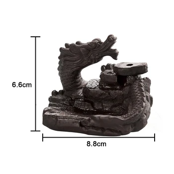Delicat Chineză Dragon Negru Cascada Arzător Ceramic Refluxul Tămâie Titularul Loong Ceramice Arzător de Tămâie 8.8*6.6 cm