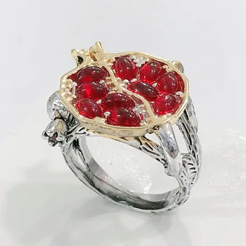 Vintage Placat cu Argint Roșu de Rodie Ring Stil Național Cristal Zircon Inel de Partid de Mireasa iubitoare de Bijuterii Cadouri PENTRU Femei