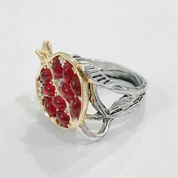 Vintage Placat cu Argint Roșu de Rodie Ring Stil Național Cristal Zircon Inel de Partid de Mireasa iubitoare de Bijuterii Cadouri PENTRU Femei