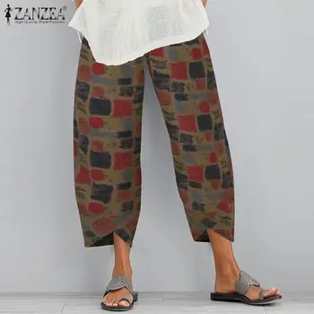 Imprimare de moda Pantaloni Harem ZANZEA 2021 Vara Femei Imprimate Pantaloni Talie Elastic Florale Pantalon Casual Plus Dimensiune Nap 5XL