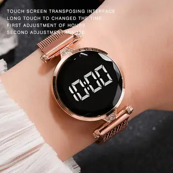De lux Digital Magnet Ceasuri Pentru Femei de Aur a Crescut Oțel Inoxidabil Rochie CONDUS Cuarț Ceas de sex Feminin Relogio Feminino Picătură Navă