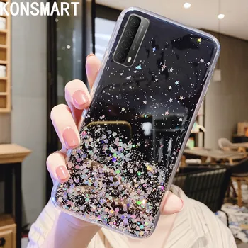 KONSMART Pentru Huawei P inteligente 2021 Caz de Lux Glitter Star Silicon Moale Capacul din Spate Y7A 2020 Drăguț Clar TPU Caz de Protecție Telefon