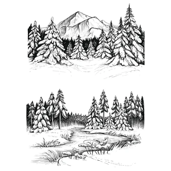 AZSG Munte de Zăpadă / Râu Clar Timbre Pentru DIY Scrapbooking Decorative Card de Meșteșuguri Distractiv Decor Consumabile 10*15 cm