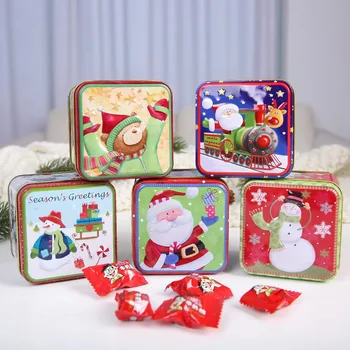 Crăciun Tematice Metal Cutii Goale De Vacanță Decorative Cutie De Bomboane Cookie Container De Depozitare Tipar Aleatoriu