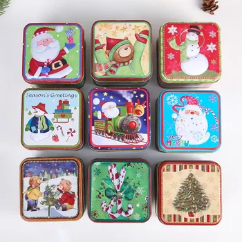 Crăciun Tematice Metal Cutii Goale De Vacanță Decorative Cutie De Bomboane Cookie Container De Depozitare Tipar Aleatoriu