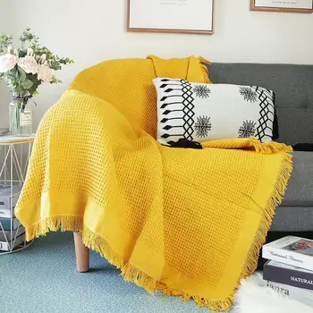 Vara Tricotate Acasă Pături Canapea Carouri cu Aer condiționat de Dormit Acoperi Agățat de Perete Tapiserie Femei Manta