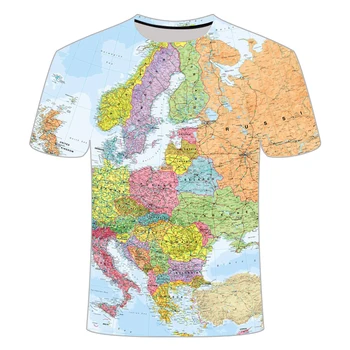 2019 Vara 3D Tricou Barbati Hartă a Lumii tricou Amuzant Tricouri MaleShort Topuri cu Maneci Tee de Moda de Îmbrăcăminte Barbati, Asiatice, marimea S - 6XL