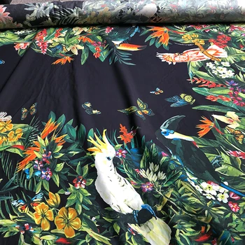 105X146cm plante Tropicale Papagal Imprimate Tesatura de Bumbac Pentru Femei Rochie de Vara Bluza de Ț Tela Хлопок материал DIY
