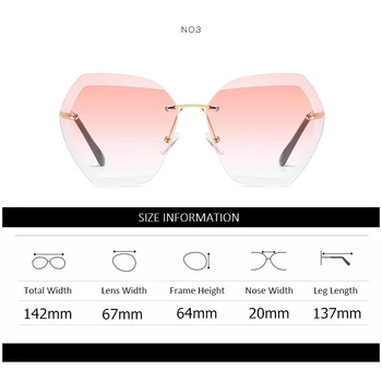 Moda fără ramă Supradimensionat ochelari de Soare Femei UV400 Protecție Ochelari de protecție Pentru femeile Transparent Doamnelor Ochelari de Soare Ochelari